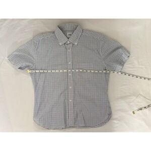 Brooklyn Tailors Mens Short Sleeve Button Down Shirt Blue Gingham